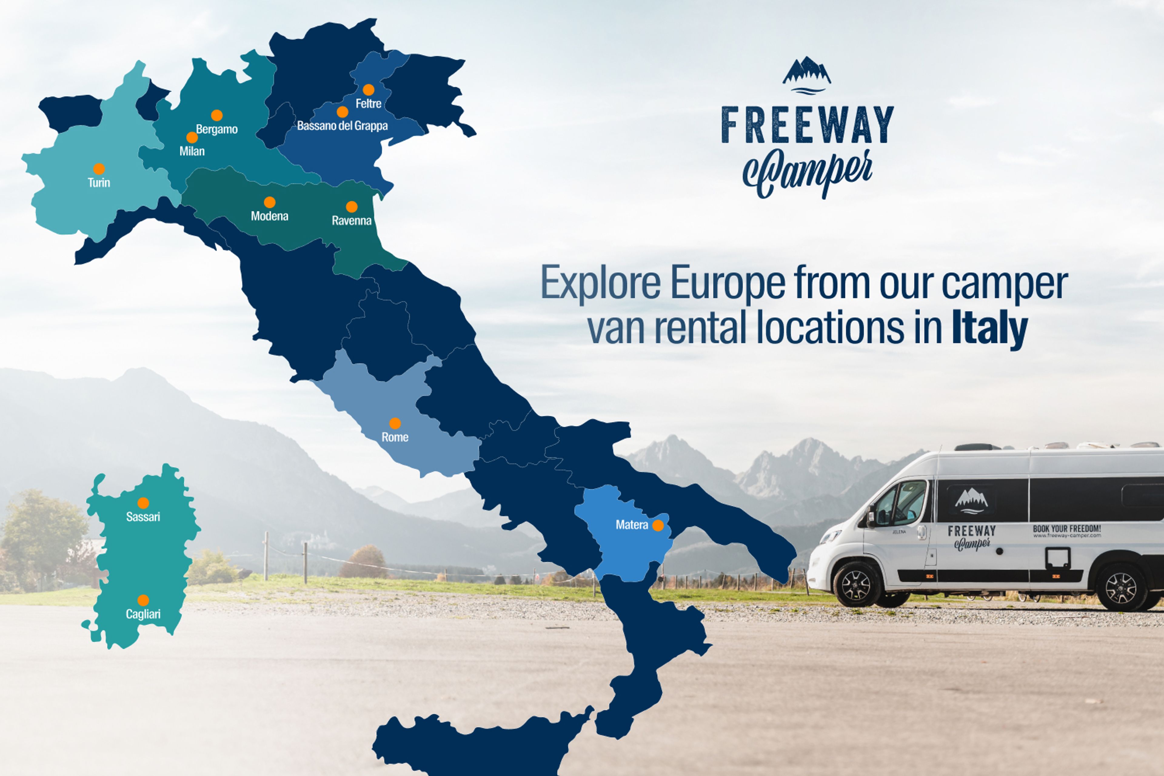 FreewayCamper station network in Italy