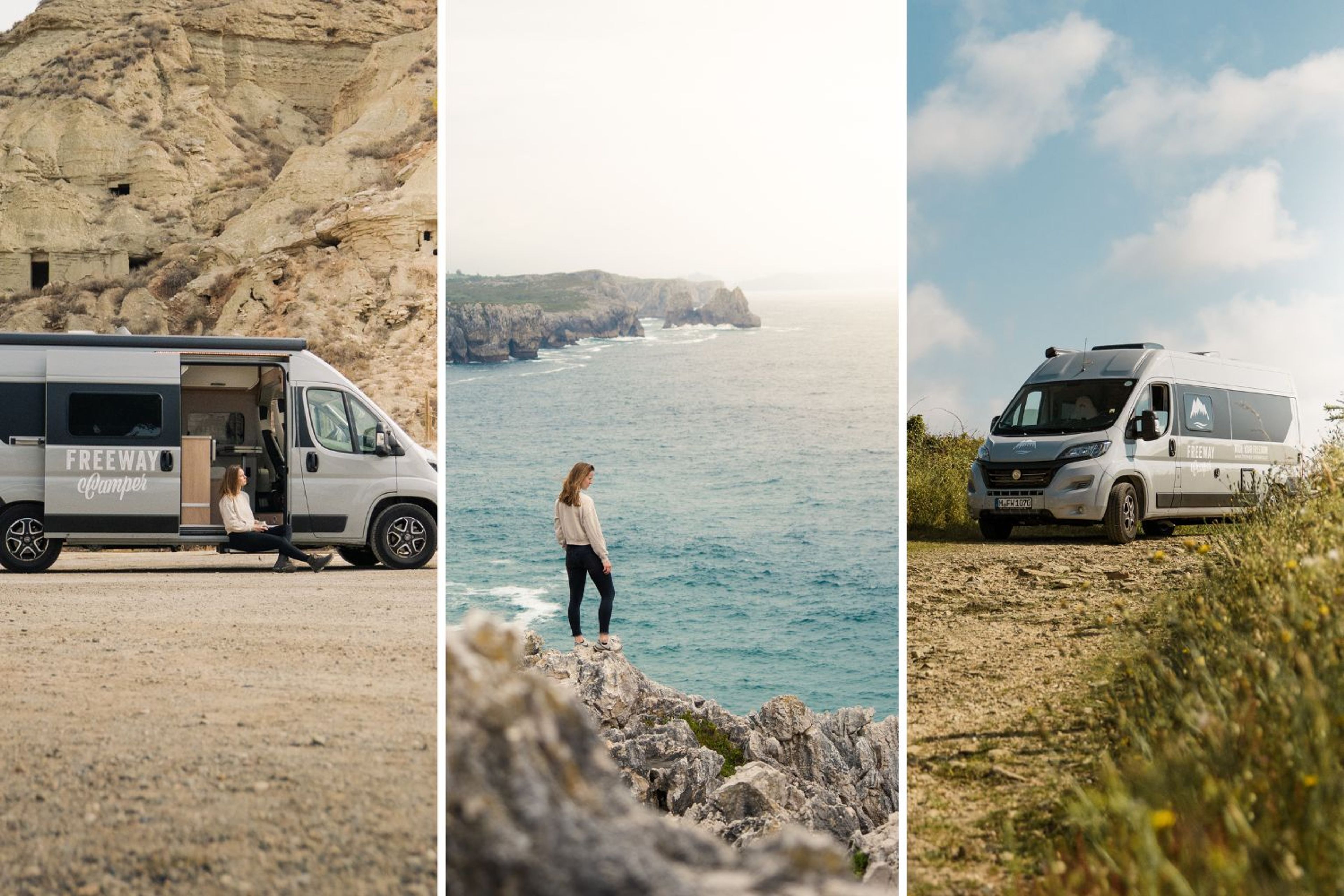 Collage: Mit dem Campervan 600 in Spanien