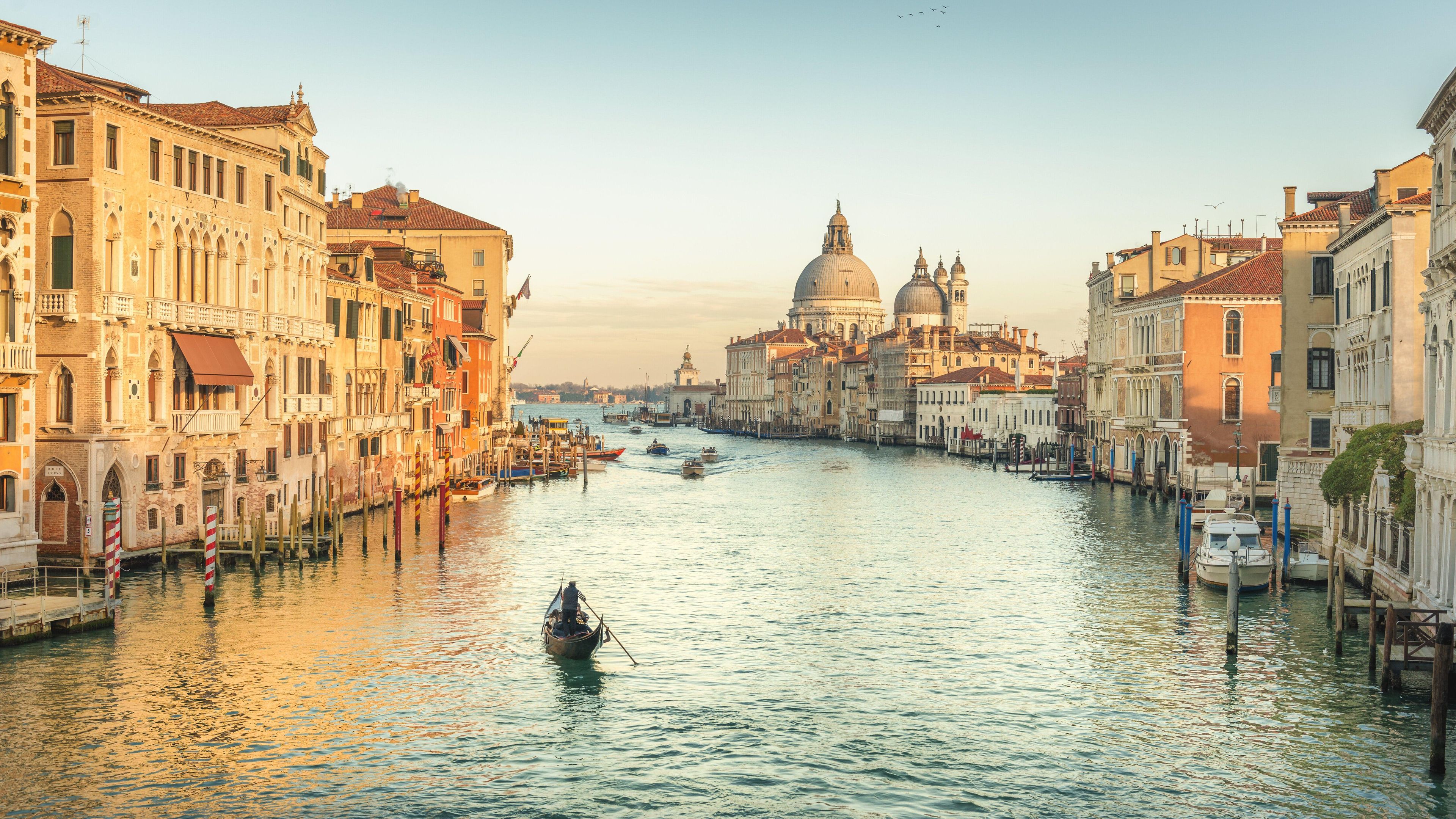 The Grand Canal in Venice at sunset.