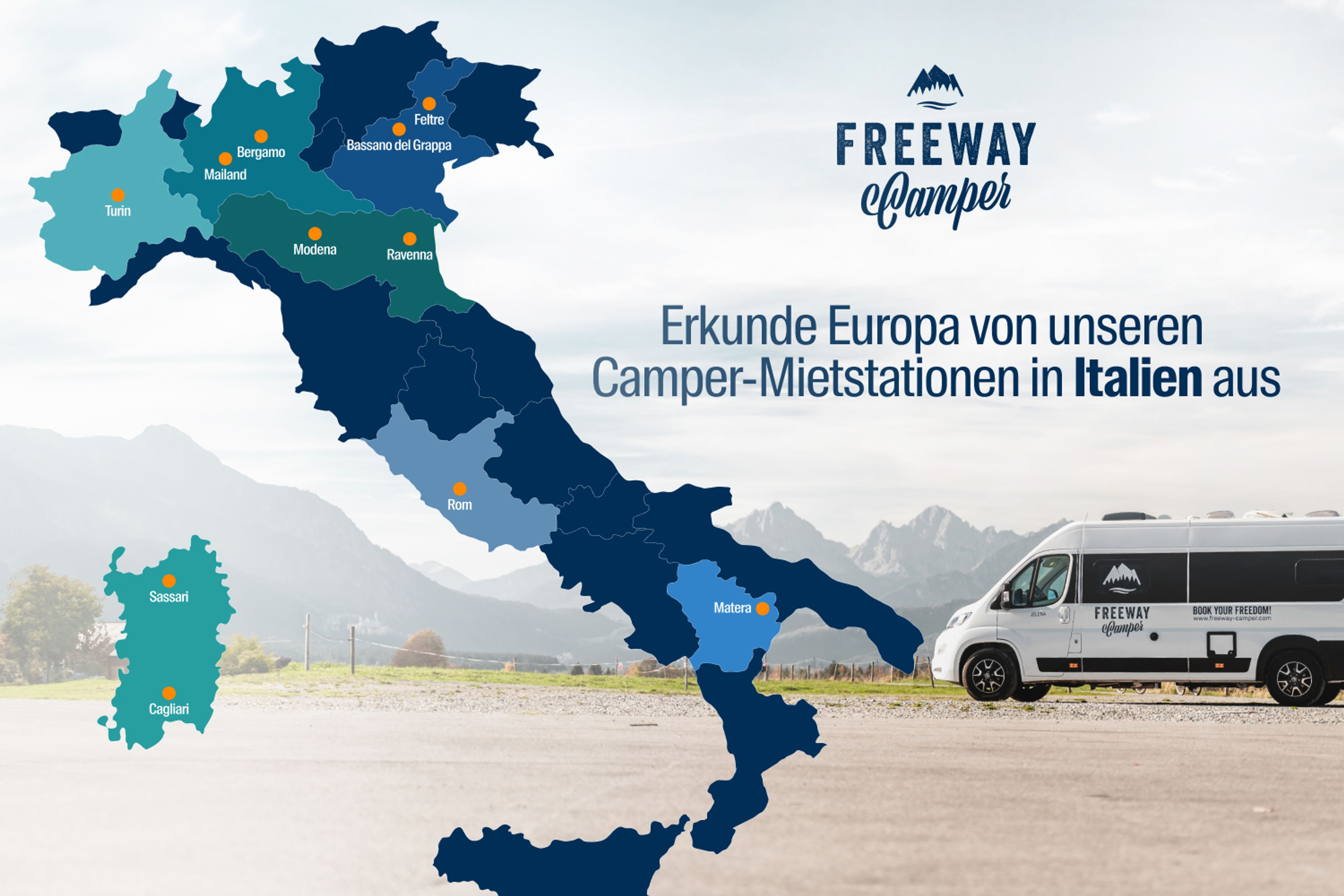 FreewayCamper Stationsnetzwerk in Italien