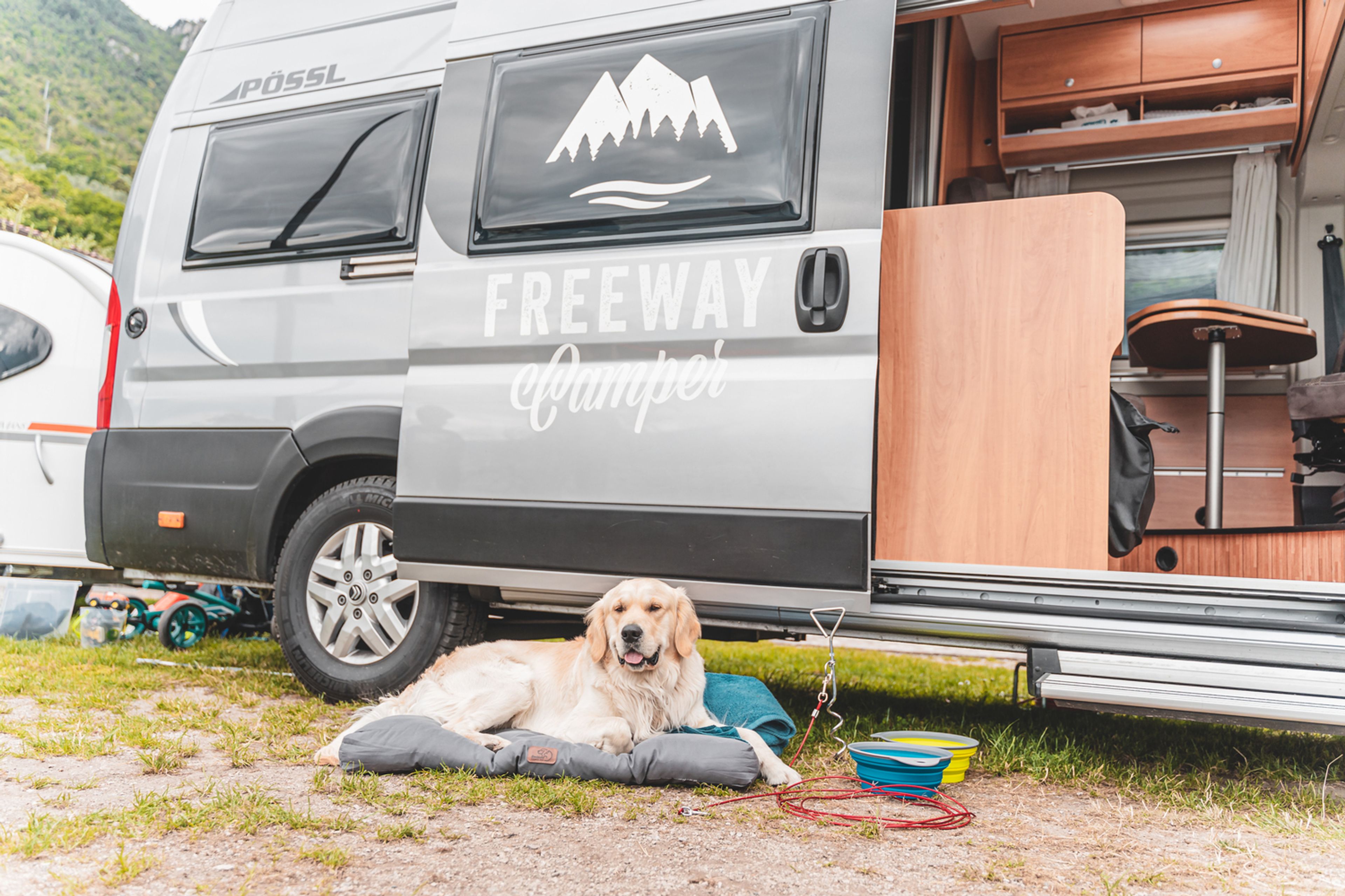 campeggio per cani sul Lago di Garda e noleggio di camper per cani di Freewaycamper