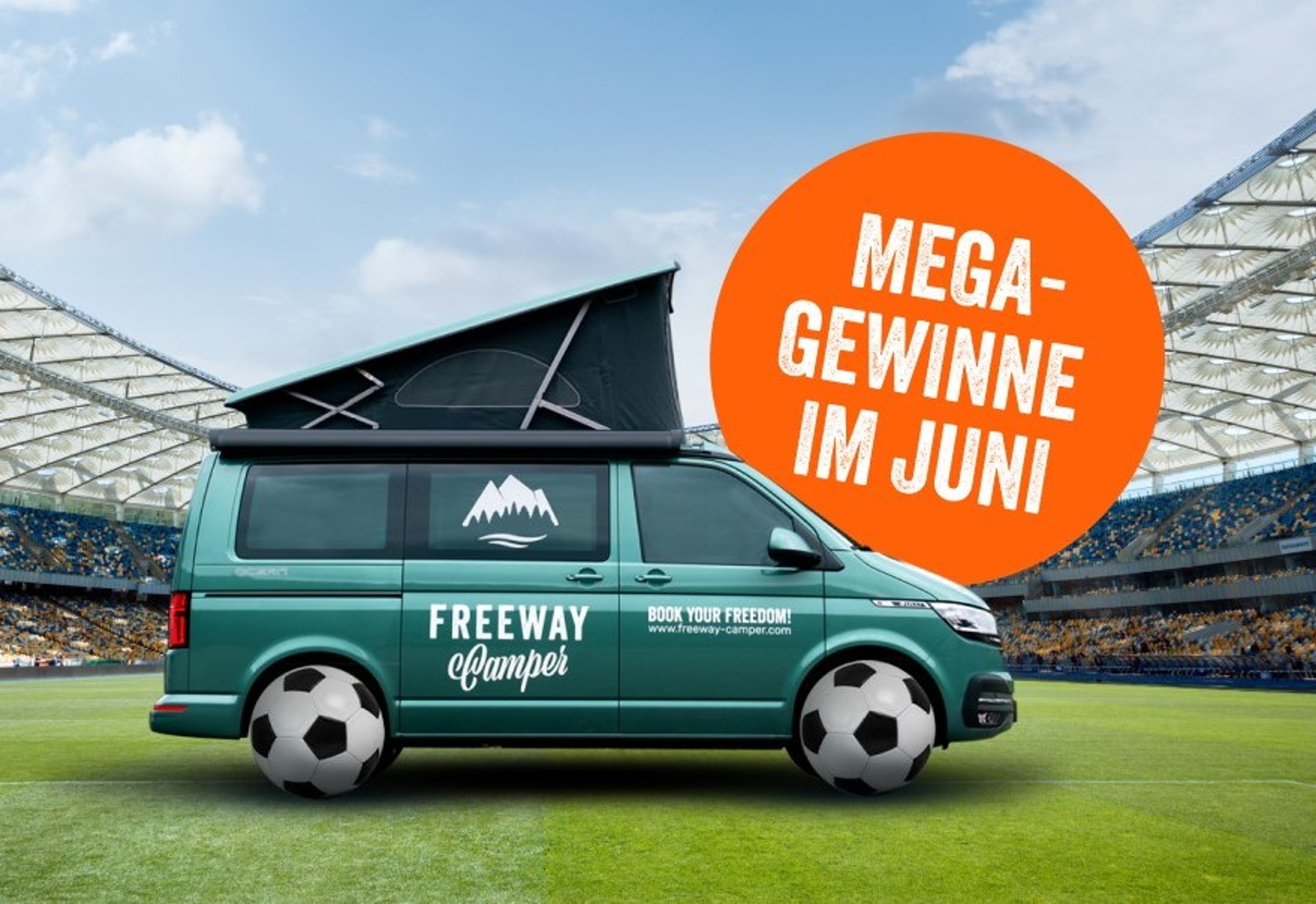 Mega-Gewinne: 100€ Gutschein, Fußballtrikot deiner Mannschaft & 3 Nächte im Camper!
