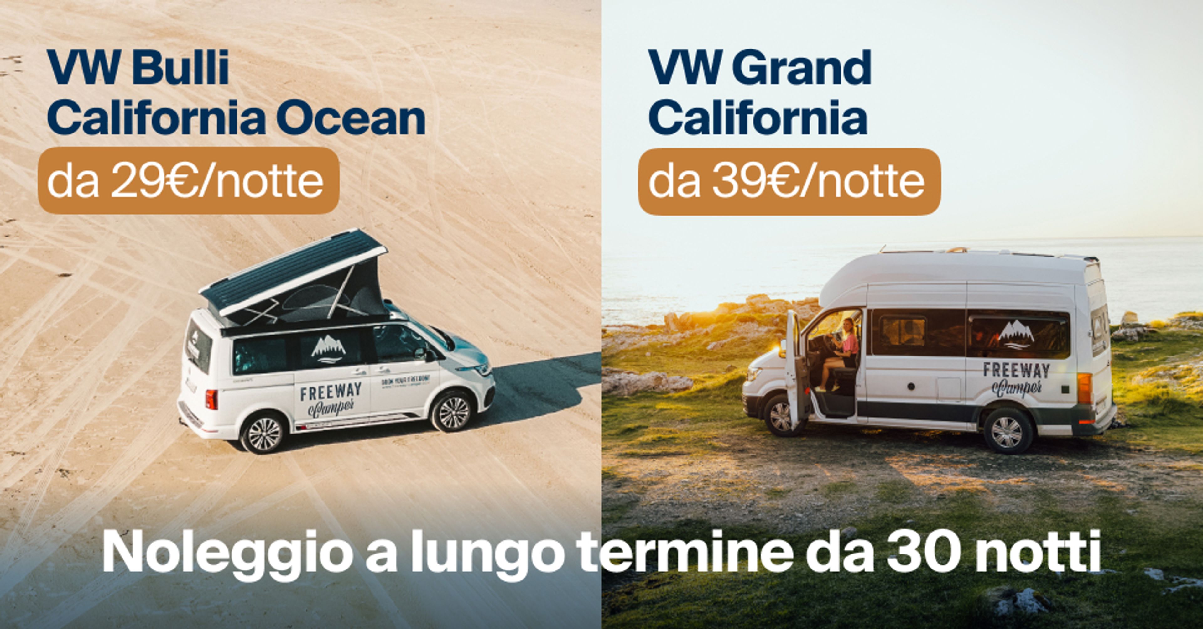 Noleggio camper VW a lungo termine da 29€/notte