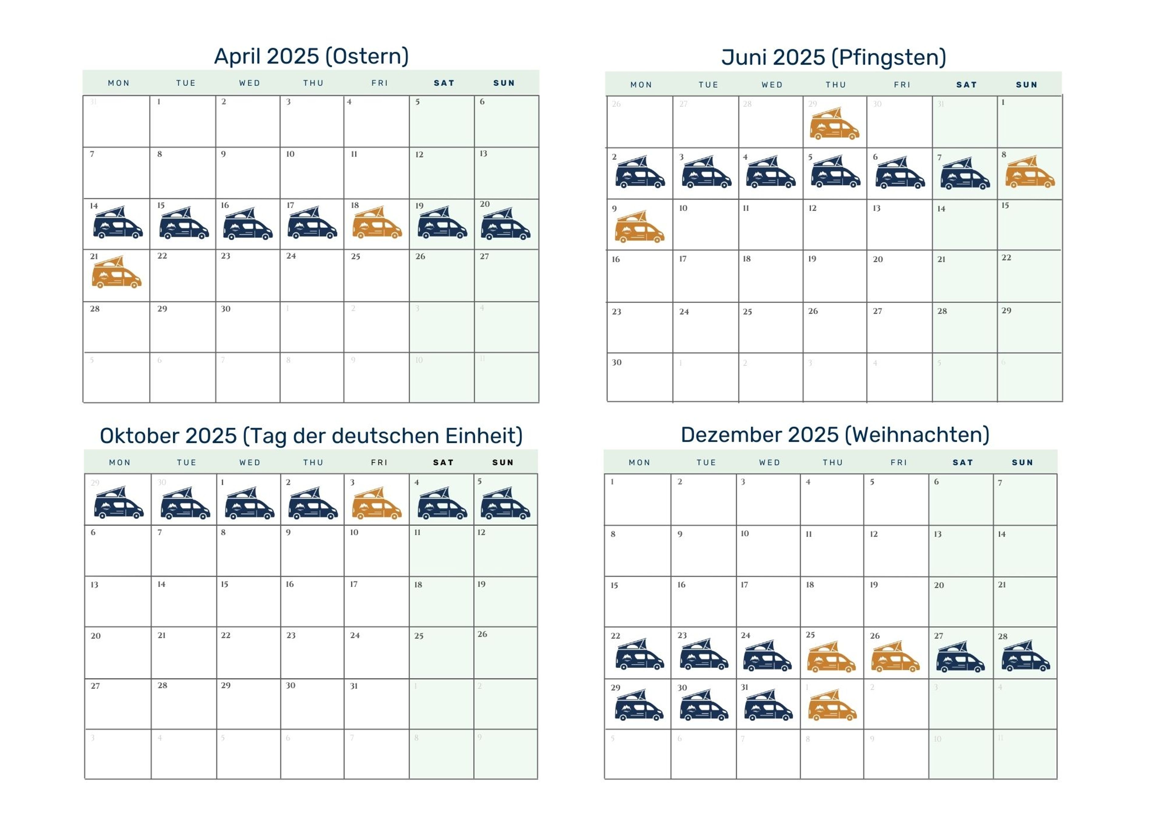 Kalender zur Maximierung des Urlaubs