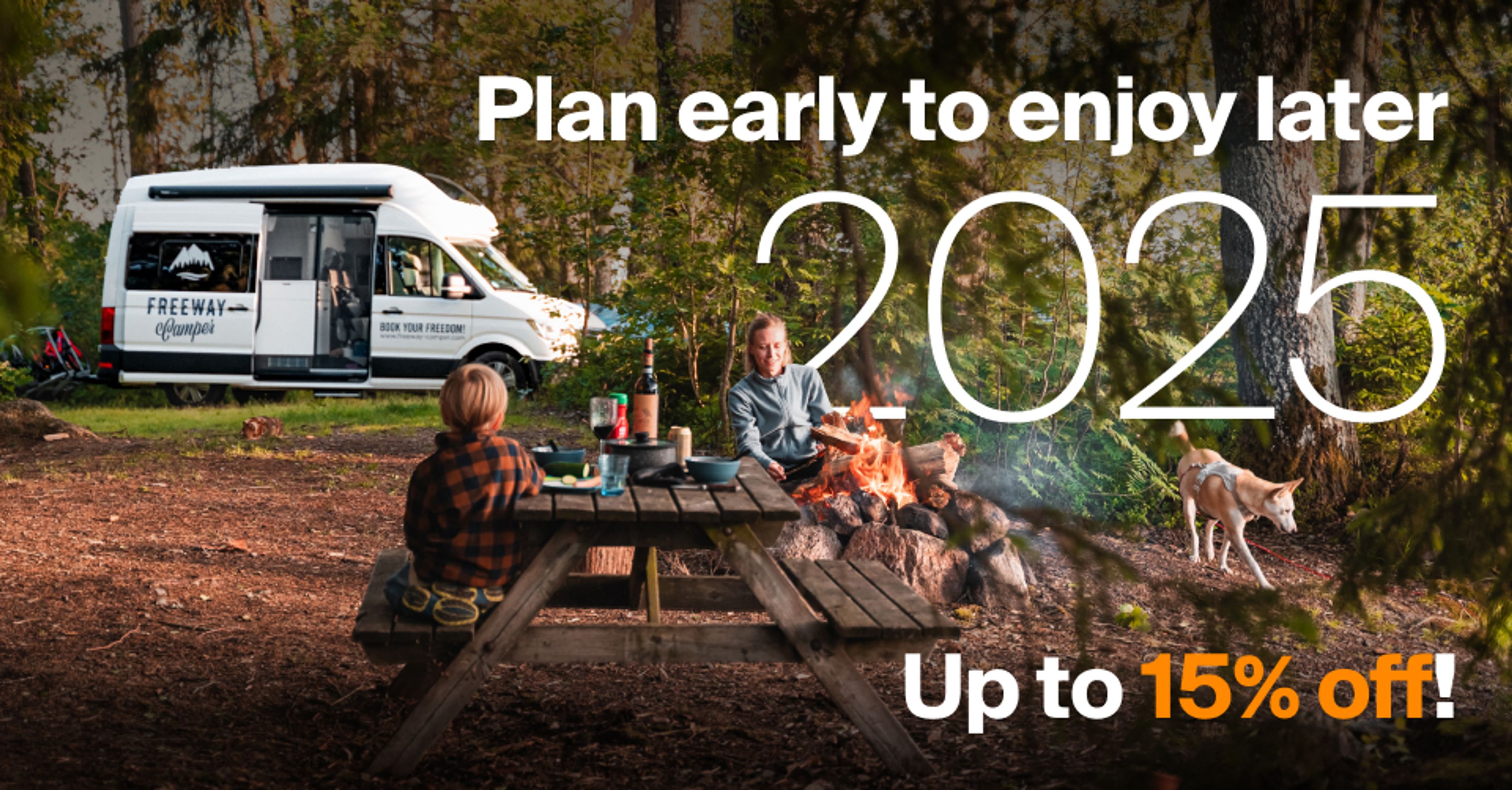 Early booking 2025: Secure your camper with 15% off