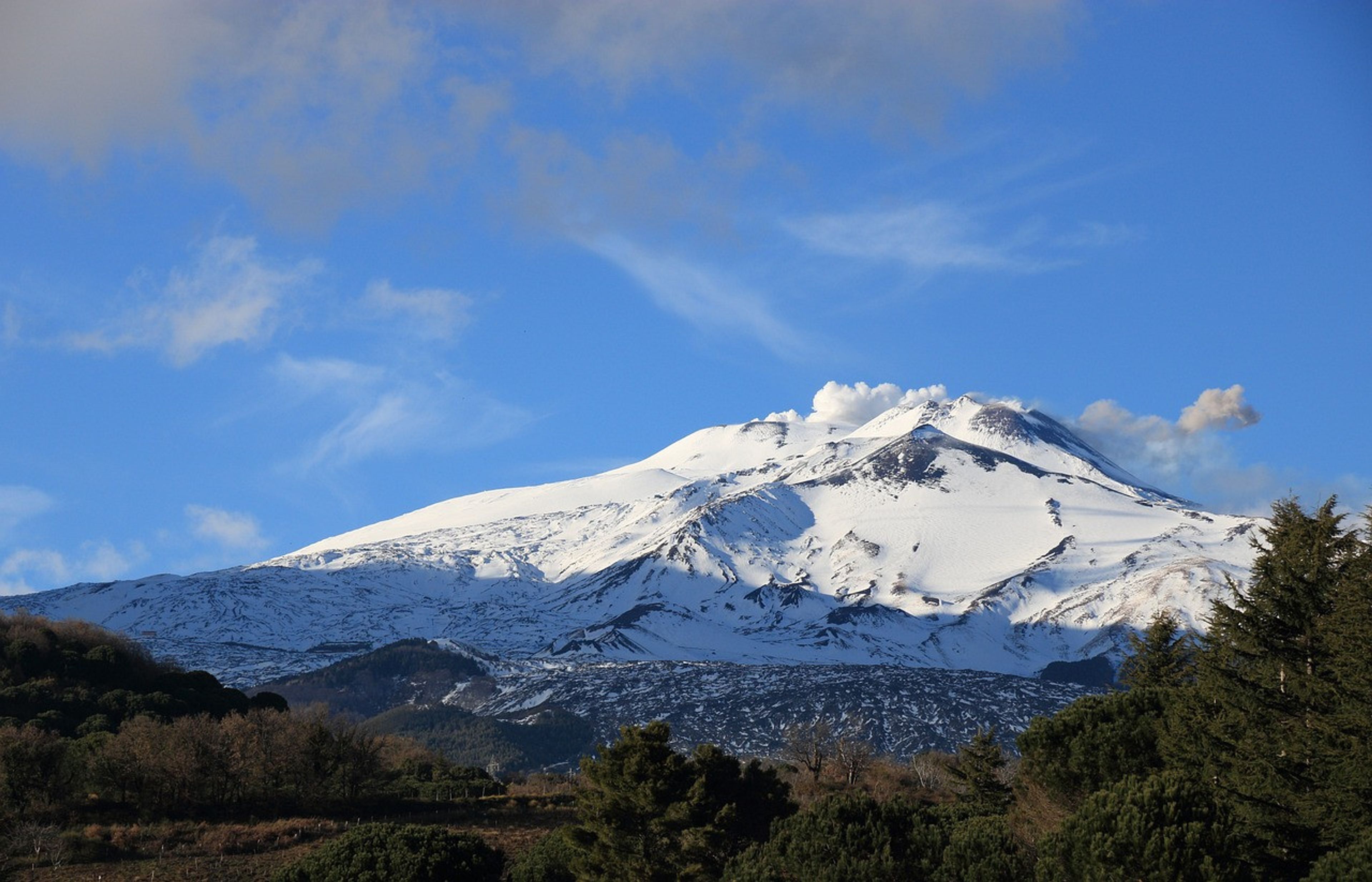 Etna volcano covered in snow