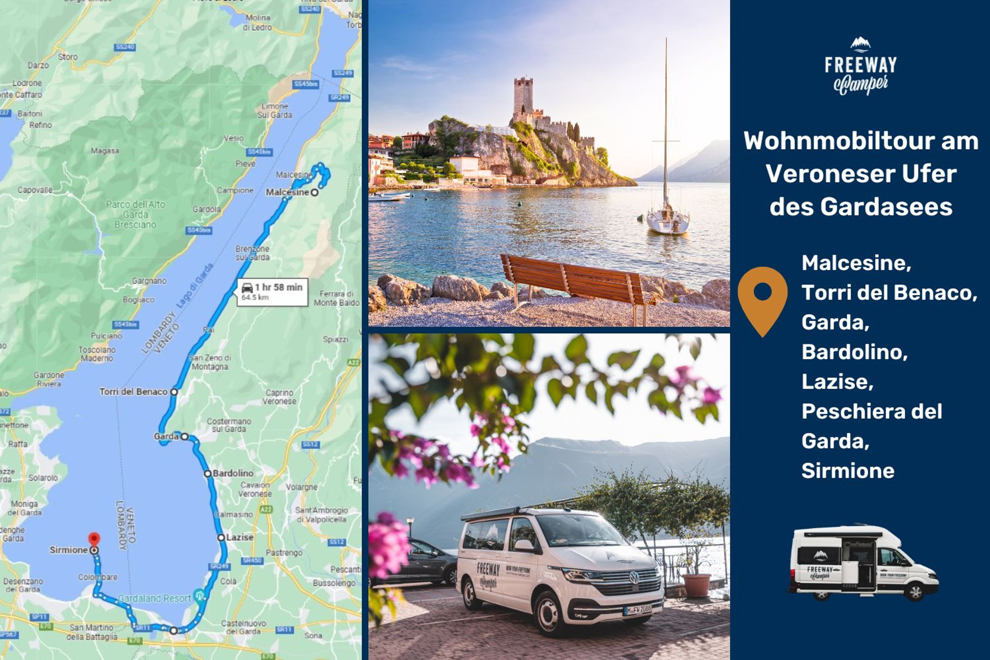 7 Nächte am Gardasee im Wohnmobil mit Karte am Veroneser Ufer