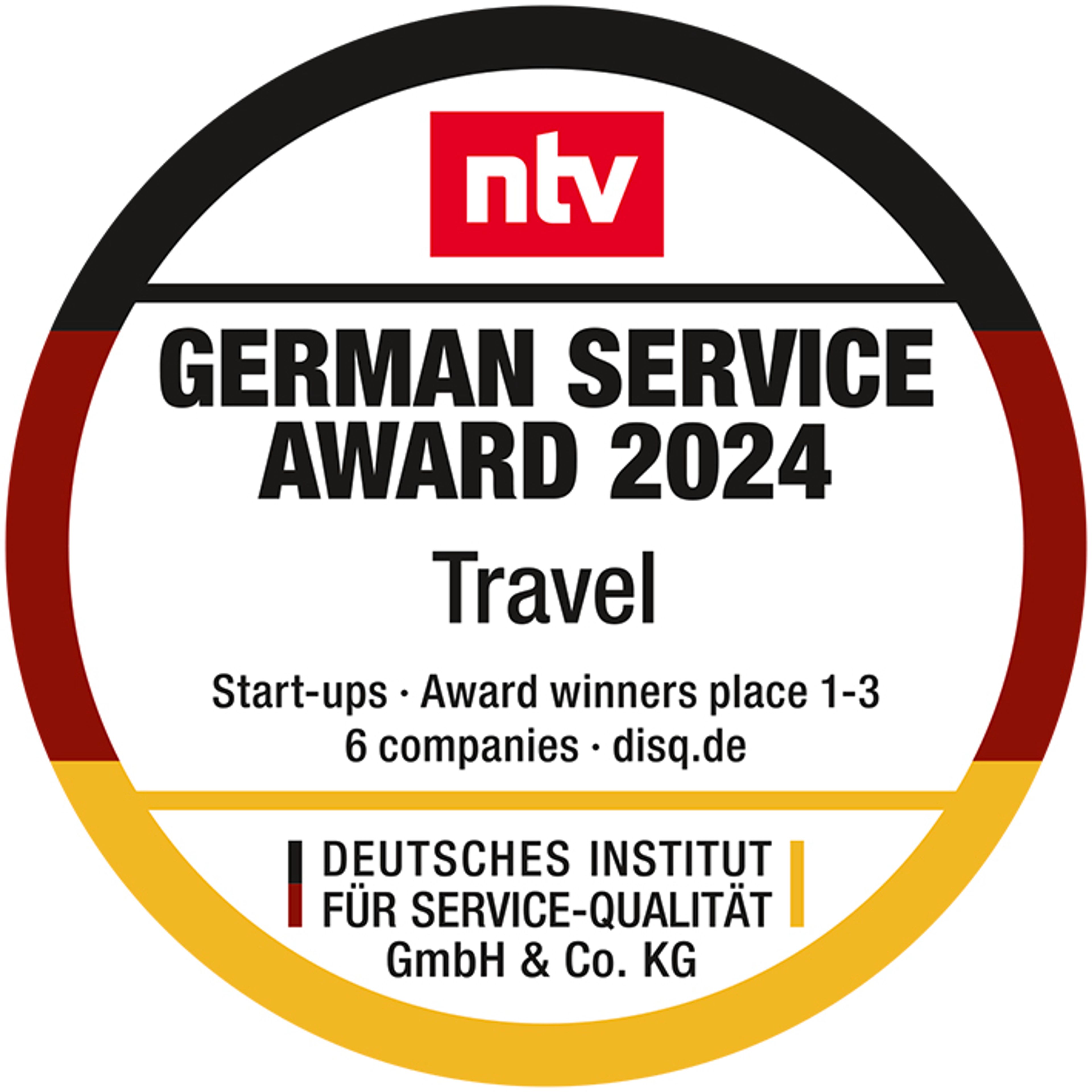 Quality seal German Service Award 2024: Travel - Start-ups